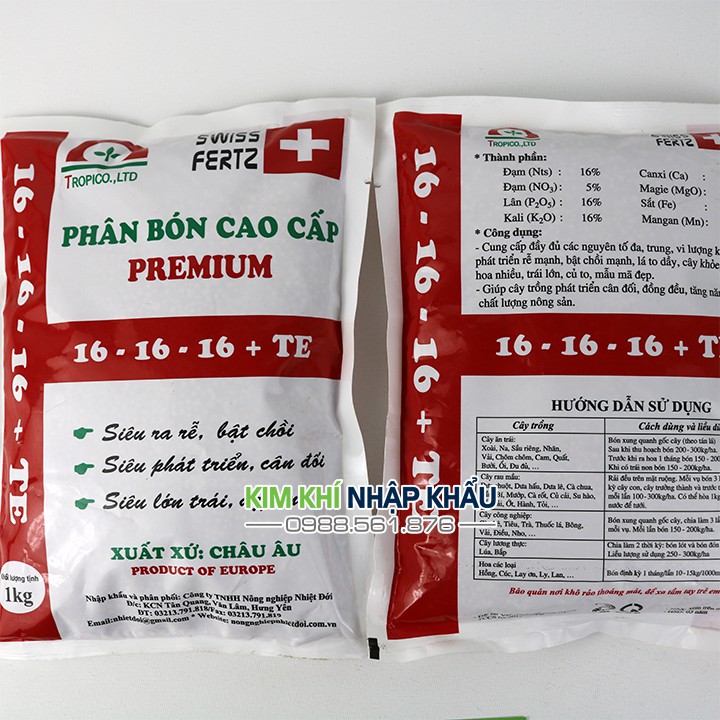 Phân bón PREMIUM 16-16-16+ TE cao cấp loại 1kg - T77