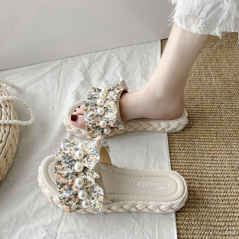 ☜2021 new summer sky net sandals and sandals đế nữ đi chơi mùa hè mặc trong thời trang nền tảng đi chơi phong cách cổ tí