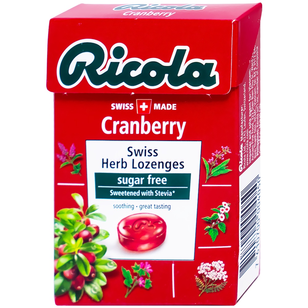 Kẹo Thảo Mộc RICOLA Nguyên Liệu Tự Nhiên Thơm Ngọt Vị Thảo Mộc Bạc Hà Cranberry Chanh Thảo Mộc - Thụy Sĩ