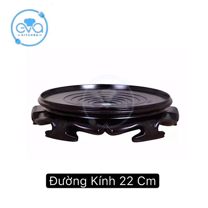 Đế Gỗ Nhựa Tròn Chân Hoa Văn Size 22 Cm Cao Cấp