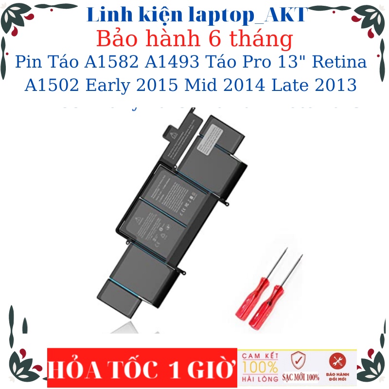 Pin Táo A1582 A1493 dùng cho Táo Pro 13" Retina A1502 Early 2015 Mid 2014 Late 2013