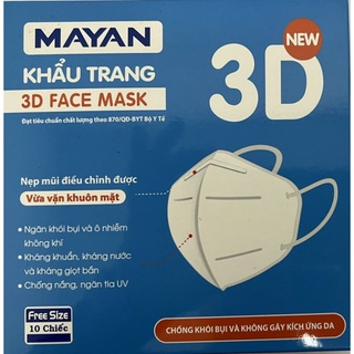 Khẩu trang mayan 3d covid hình cốc 1 hộp 10 cái