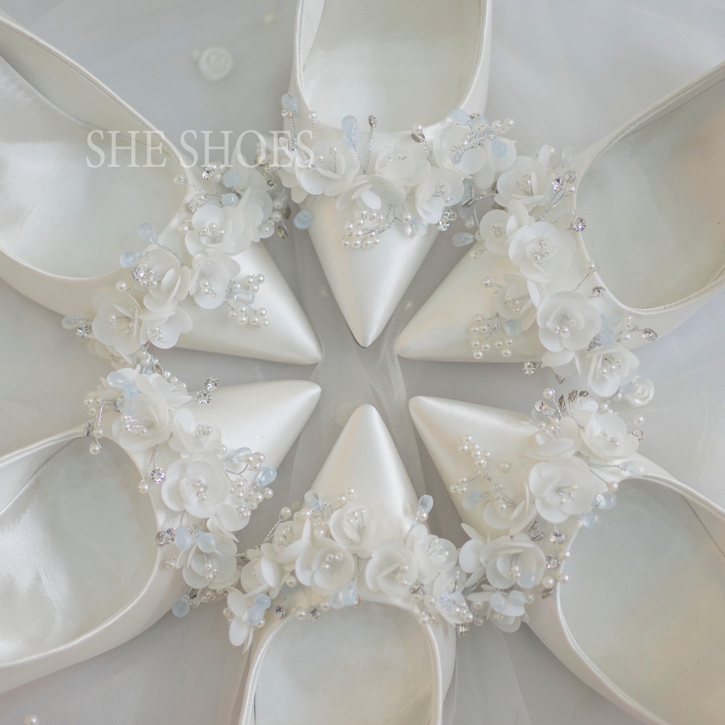 GIÀY CƯỚI FLOWERS ĐÍNH CƯỜM CAO CẤP - độc quyền bởi SHESHOES- GC07020