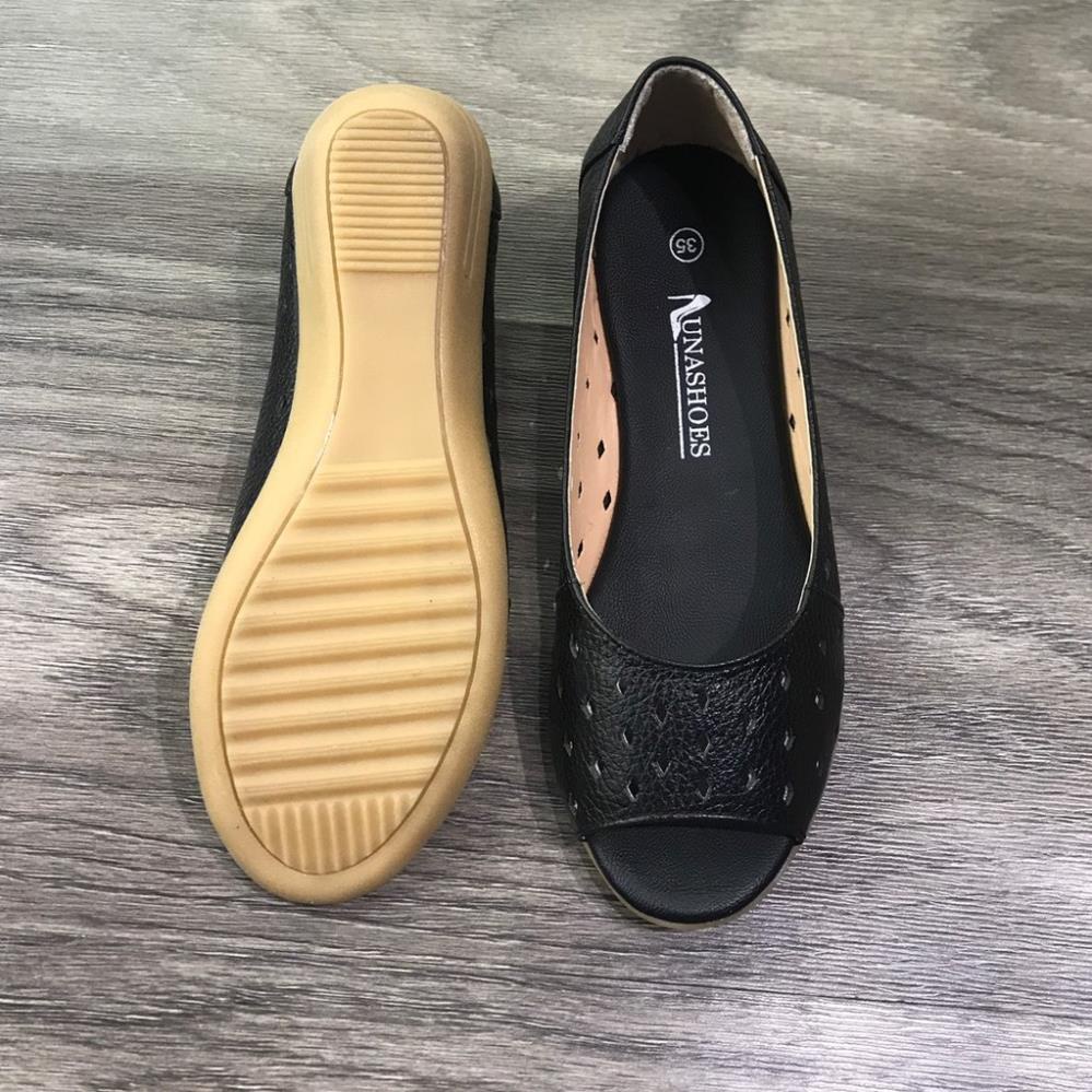 Giày đế xuồng nữ búp bê 3p Lunashoes (24806) hở mũi da thật cao cấp dễ đi kiểu Hàn quốc nhiều màu