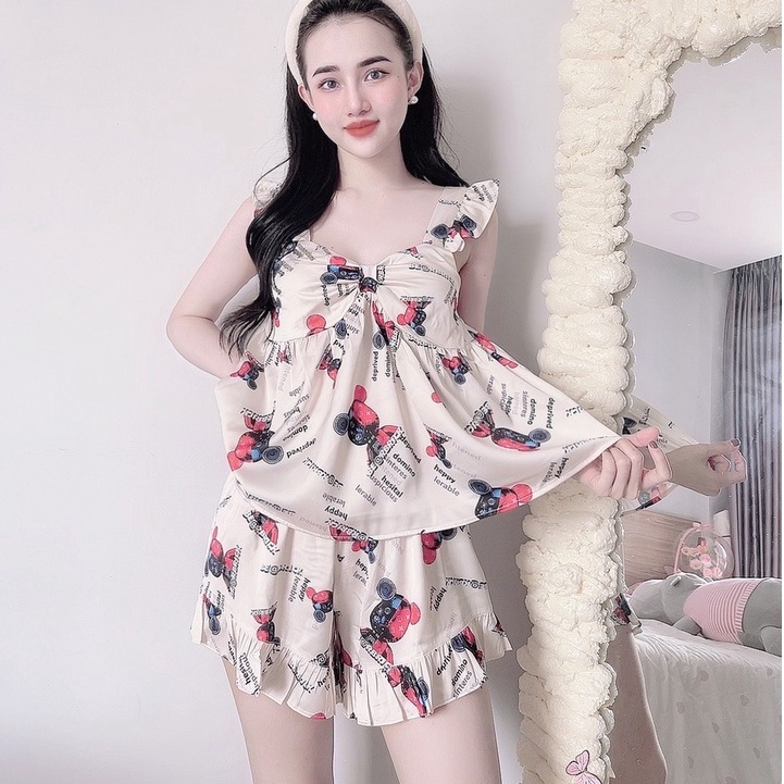 Đồ ngủ sexy nữ hai 2 dây gợi cảm thương hiệu mai ngô, bộ lanh mặc nhà bigsize nữ dễ thương –yenbeauty
