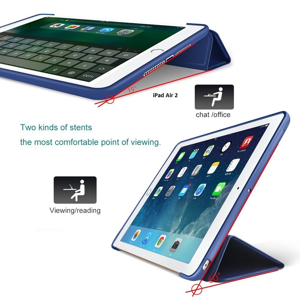 Bao da kiêm ốp lưng cho iPad Air 2 (Xanh đen) Mẫu 3 | BigBuy360 - bigbuy360.vn