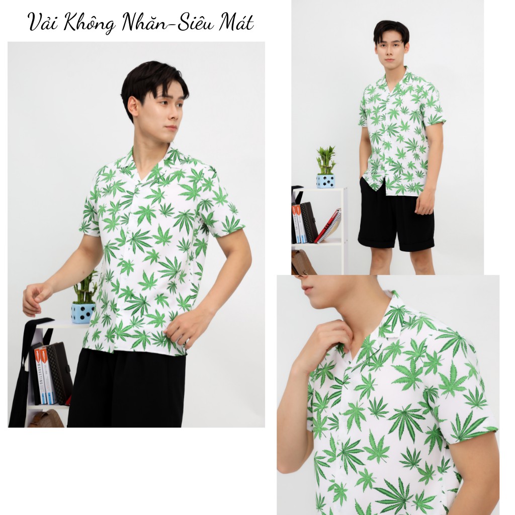 Sơ Mi Đi Biển Họa Tiết Nam Tay Ngắn ,Áo Sơ Mi Họa Tiết Hawaii, Vintage ,Hàng Cao Cấp - SMHT - GUSTA