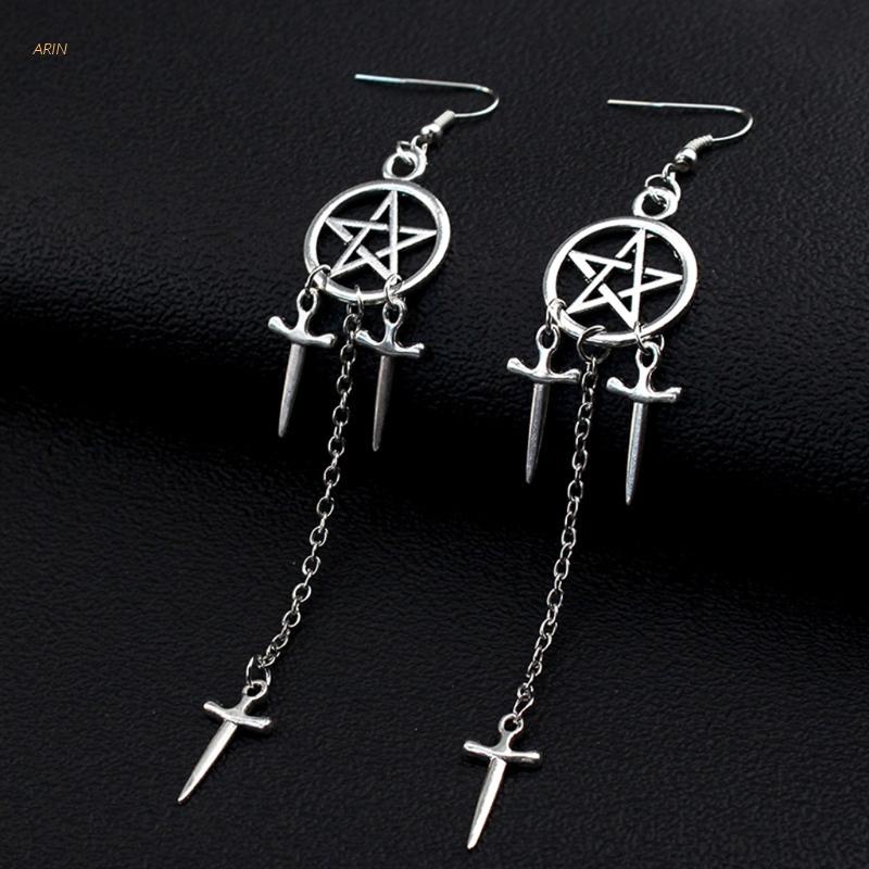 Khuyên tai hình ngôi sao năm cánh phong cách gothic punk