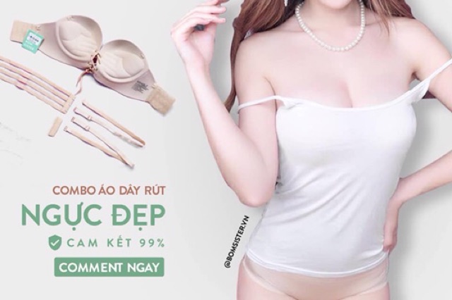 Áo ngực su hở lưng trong suốt dây rút cao cấp, mút bàn tay siêu dày Tạo khe Chữ V Tự Nhiên 368