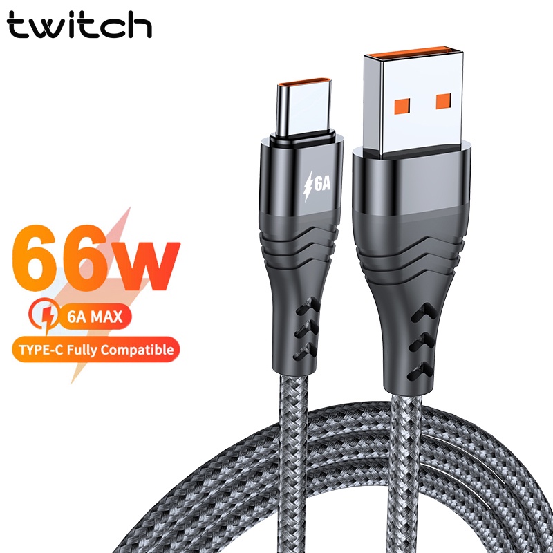 Cáp sạc nhanh TWITCH cổng Type C 6A 66W cho điện thoại di động