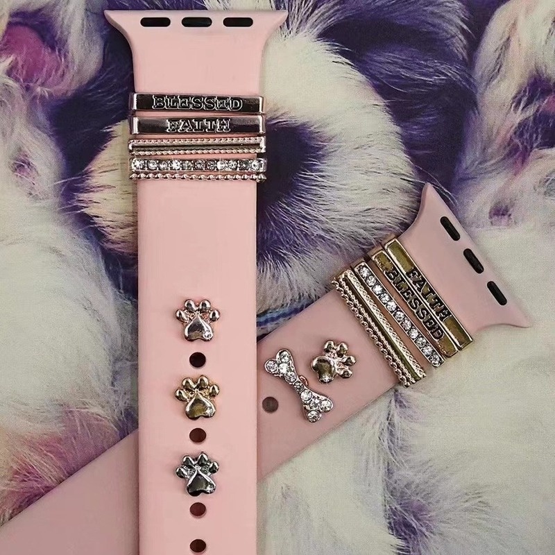 Dây silicone Trang Trí Đồng Hồ Đeo Tay Đính Đá Cho Samsung Galaxy watch 4 3 45MM 41MM Series 7