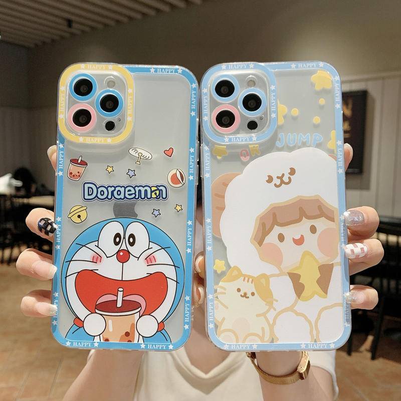 Ốp lưng iphone Doreamon và Cute girl Trong suốt Ốp iphone 13 12 11 Pro Max 6 6s 7 8 Plus se x xs xr xsmax