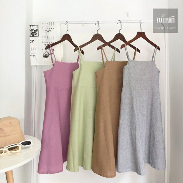 VÁY 2 DÂY LINEN THẮT NƠ SAU LƯNG