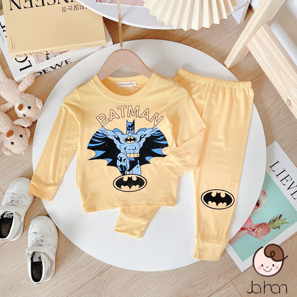 [SALE] Bộ Quần Áo Bé Gái, Bé Trai Minky Mom Hoạ Tiết Siêu Nhân, Bộ Dài Tay Thun Lạnh Cho Bé Mặc Nhà Thu Đông MKMTD2211