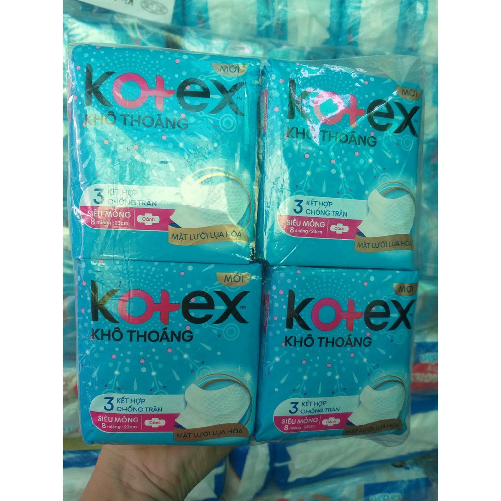 {TẶNG 2 MIẾNG/GÓI}-COMBO 8 GÓI BĂNG MỎNG CÁNH/DÀY CÁNH KOTEX 5 IN 1 DÀI 23CM