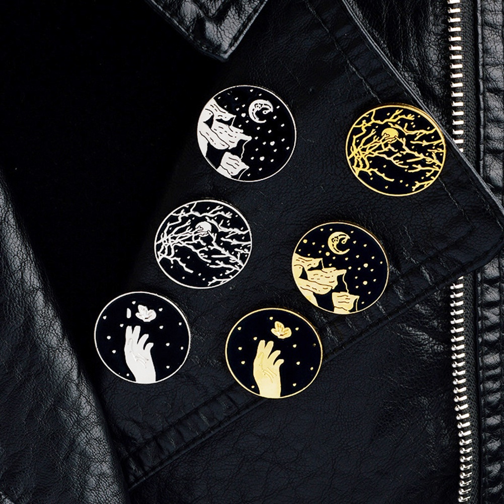 Ghim cài áo hình trăng sao phong cách cổ điển thanh lịch dành cho nữ