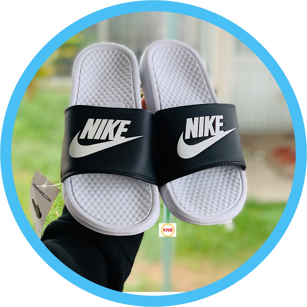 Dép nike nam nữ, dép quai ngang nam nữ unisex nike benassi cartoon ❤️FREESHIP + Hộp❤️ màu trắng quai đen