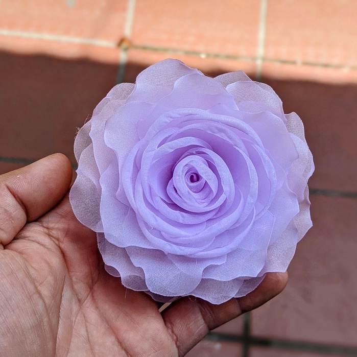 Hoa cài áo vải voan size 9cm, phụ kiện trang trí áo váy