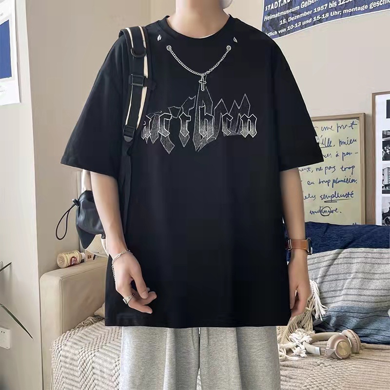 Áo thun nam hàn quốc  nam ngắn tay in chữ phong cách thời trang