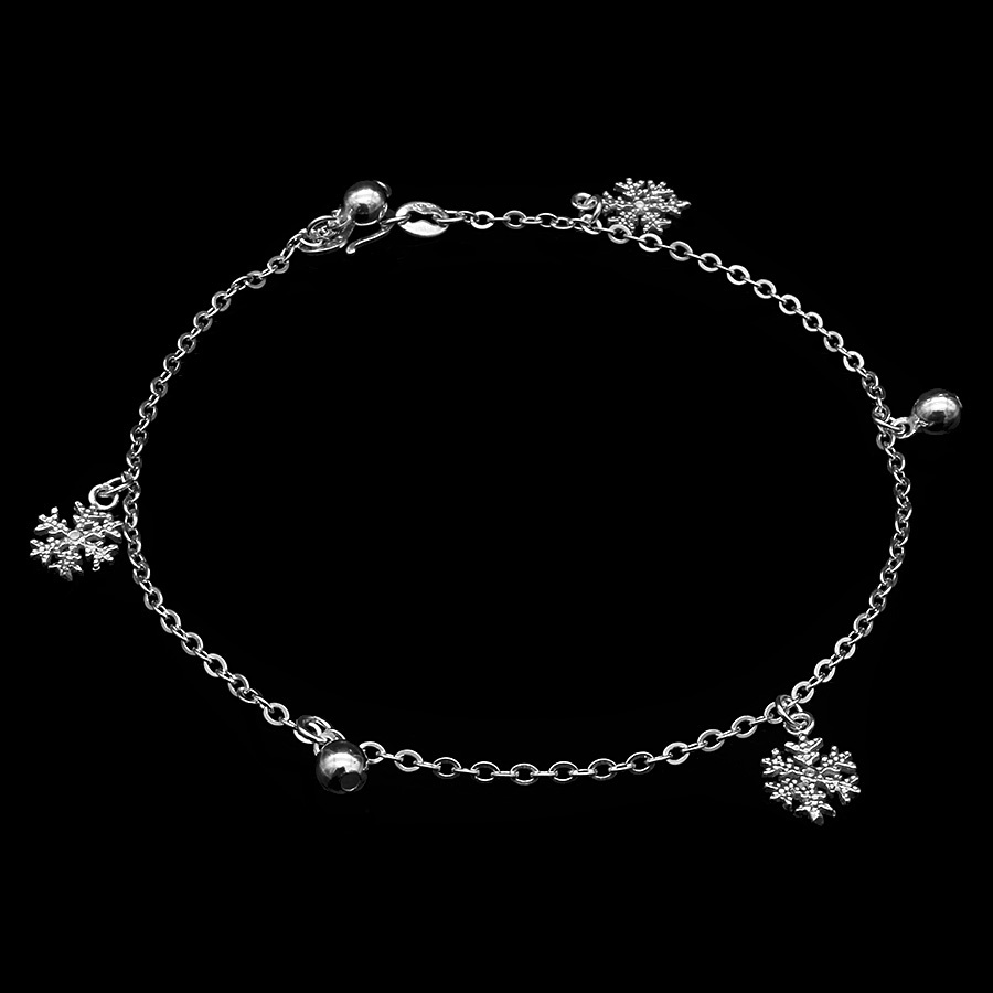 Lắc Chân Nữ Bạc Hiểu Minh LC128 Bông Tuyết Xinh Bảo Hành Vĩnh Viễn