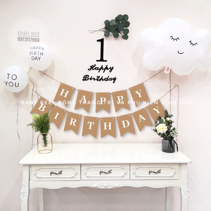 Set 10 Bóng Cao Su Trắng In Chữ HAPPY BIRTHDAY Size 10inch