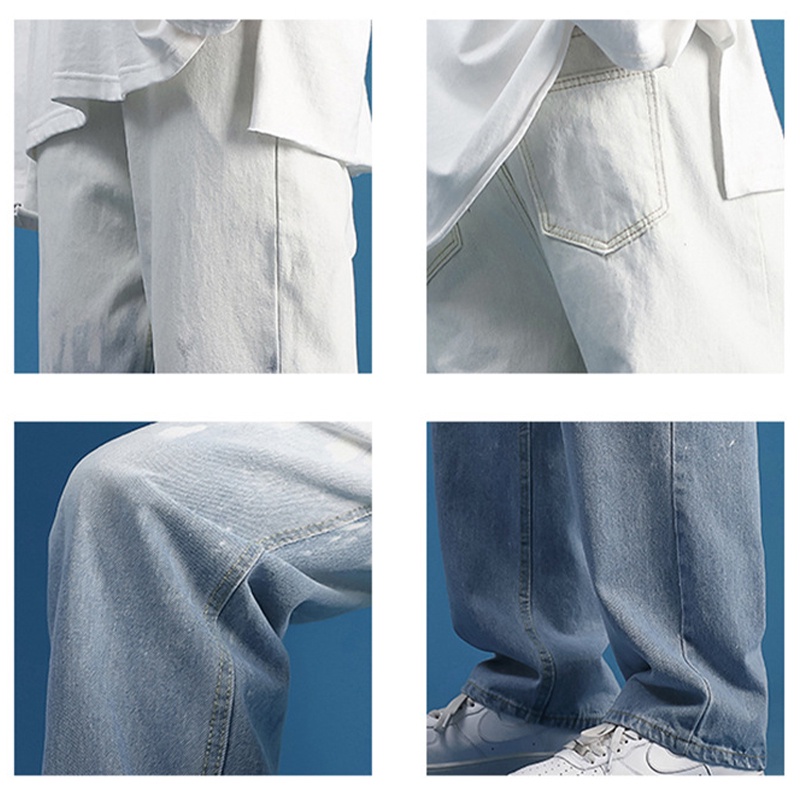 Quần denim AOKANG ống rộng màu gradient thời trang mùa hè dành cho nam