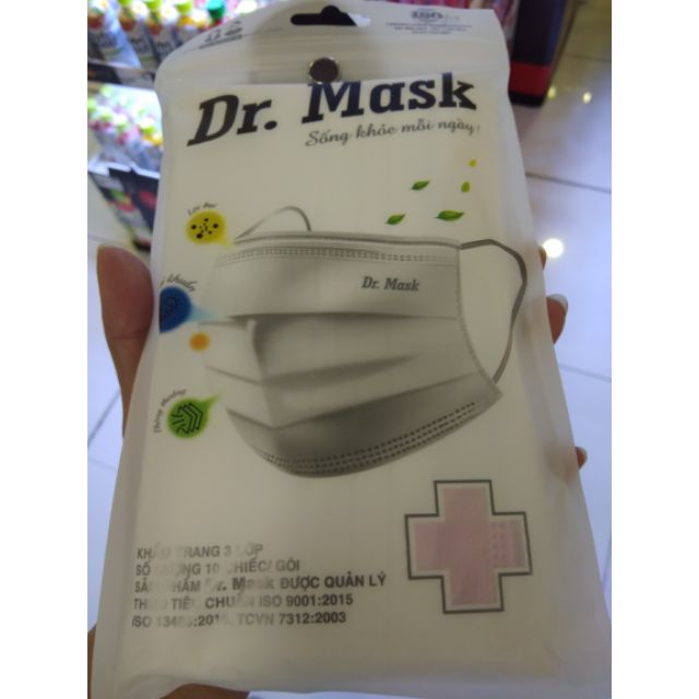 Gói 10 Khẩu Trang Dr Mask Màu Trắng 3 Lớp