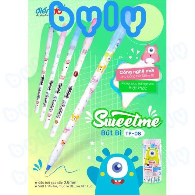 Bút bi cute - Bút đùn Sweet Me 𝑻𝒉𝒊𝒆̂𝒏 𝑳𝒐𝒏𝒈 Điểm 10 TP-08