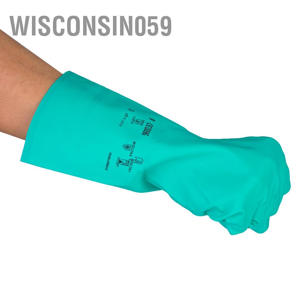 Wisconsin059 Nitrile Chemical Resistant Gloves Acid Alkali Oil Household Cleaning