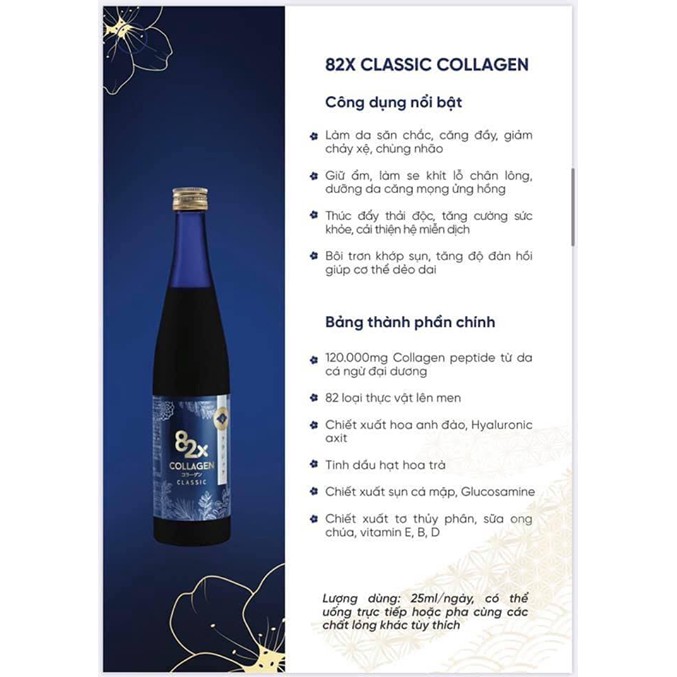 82X COLLAGEN CLASSIC Dạng Nước 120.000mg Collagen Peptide Từ Da Cá Ngừ Đại Dương- Nước Uống Đẹp Da Đến Từ Nhật Bản 500ml | BigBuy360 - bigbuy360.vn