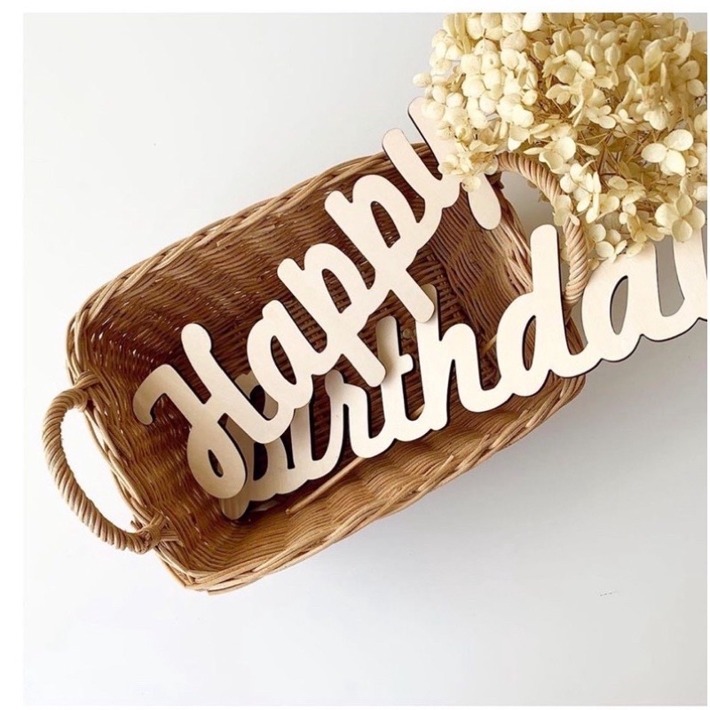 Chữ Happy Birthday gỗ style Hàn Quốc