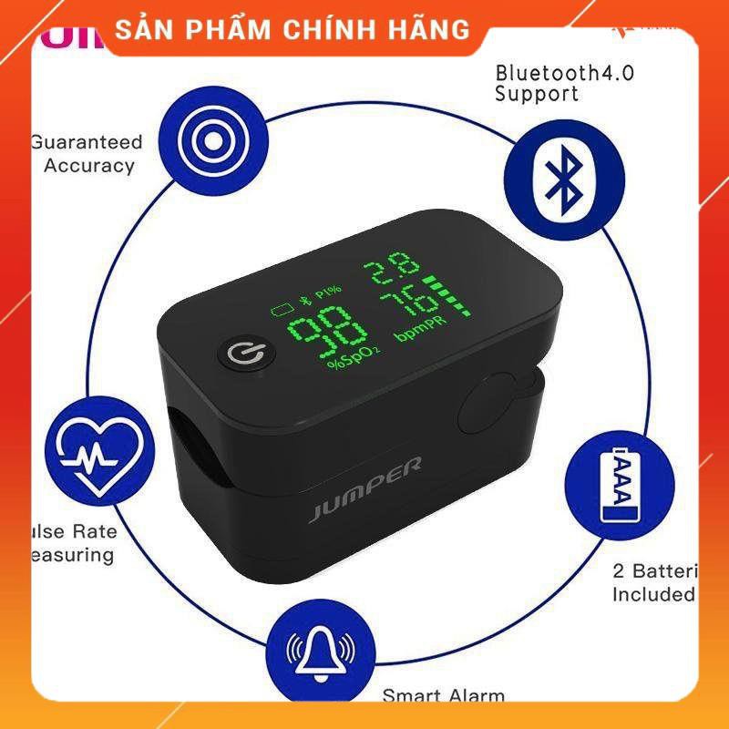 Máy đo nồng độ oxy máu và nhịp tim, chỉ số PI Jumper JPD 500G Kết nối App - Spo2