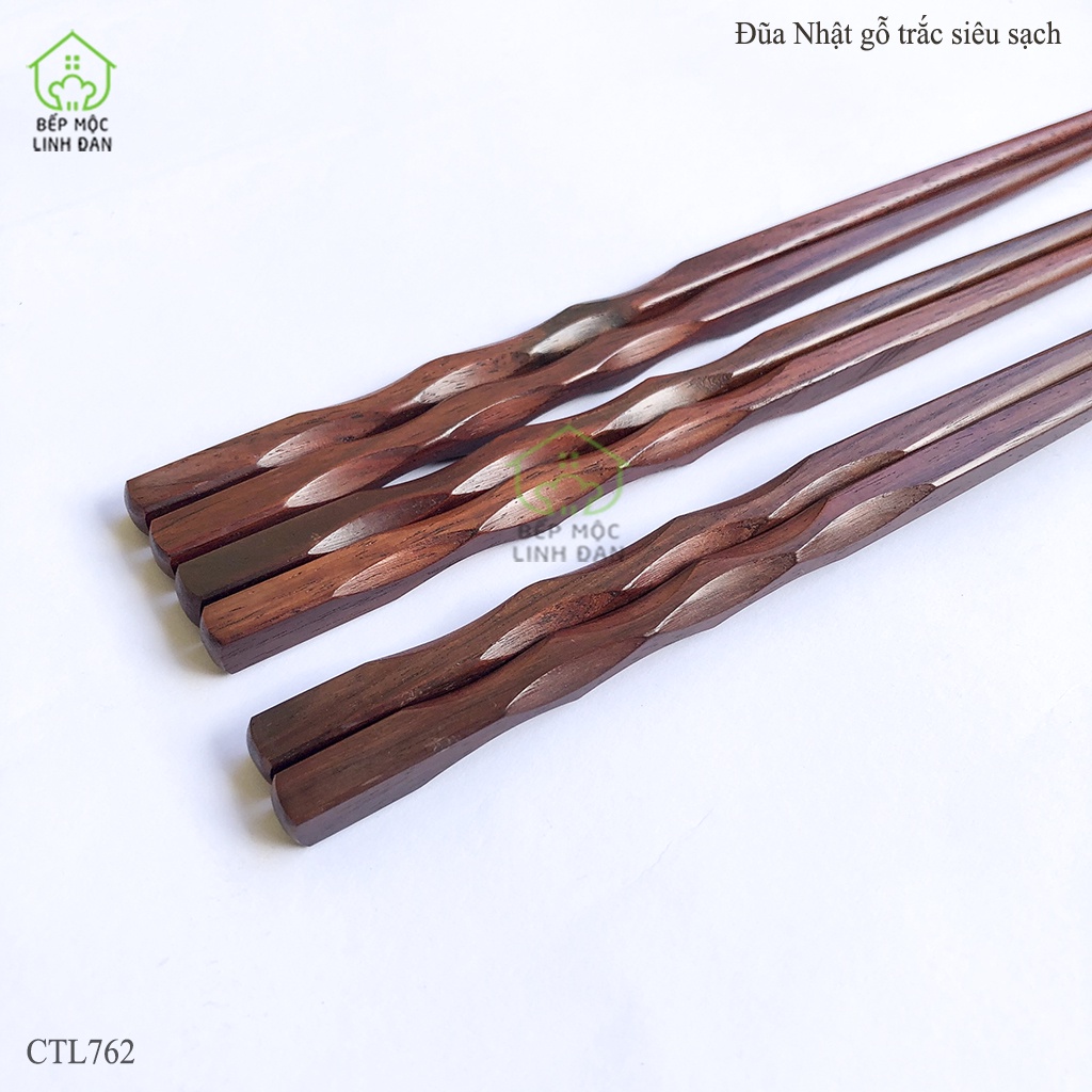 Đũa Nhật Gỗ Trắc Đầu Khía Sóng HAHANCO  Hàng Xuất Khẩu Siêu Sạch