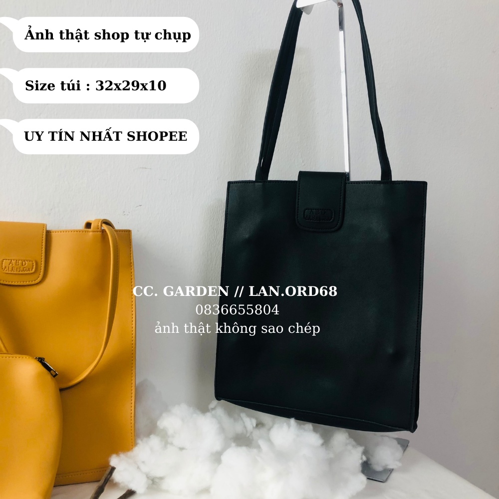 Túi tote da hình chữ nhật bản to da trơn mềm khuy cài đi học đi làm công sở đựng vừa A4 ảnh video thật