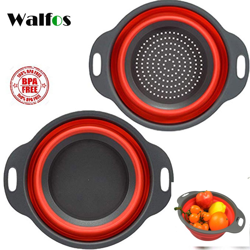 Rổ đóng mở bằng silicone Walfos hỗ trợ rửa rau củ 2 màu