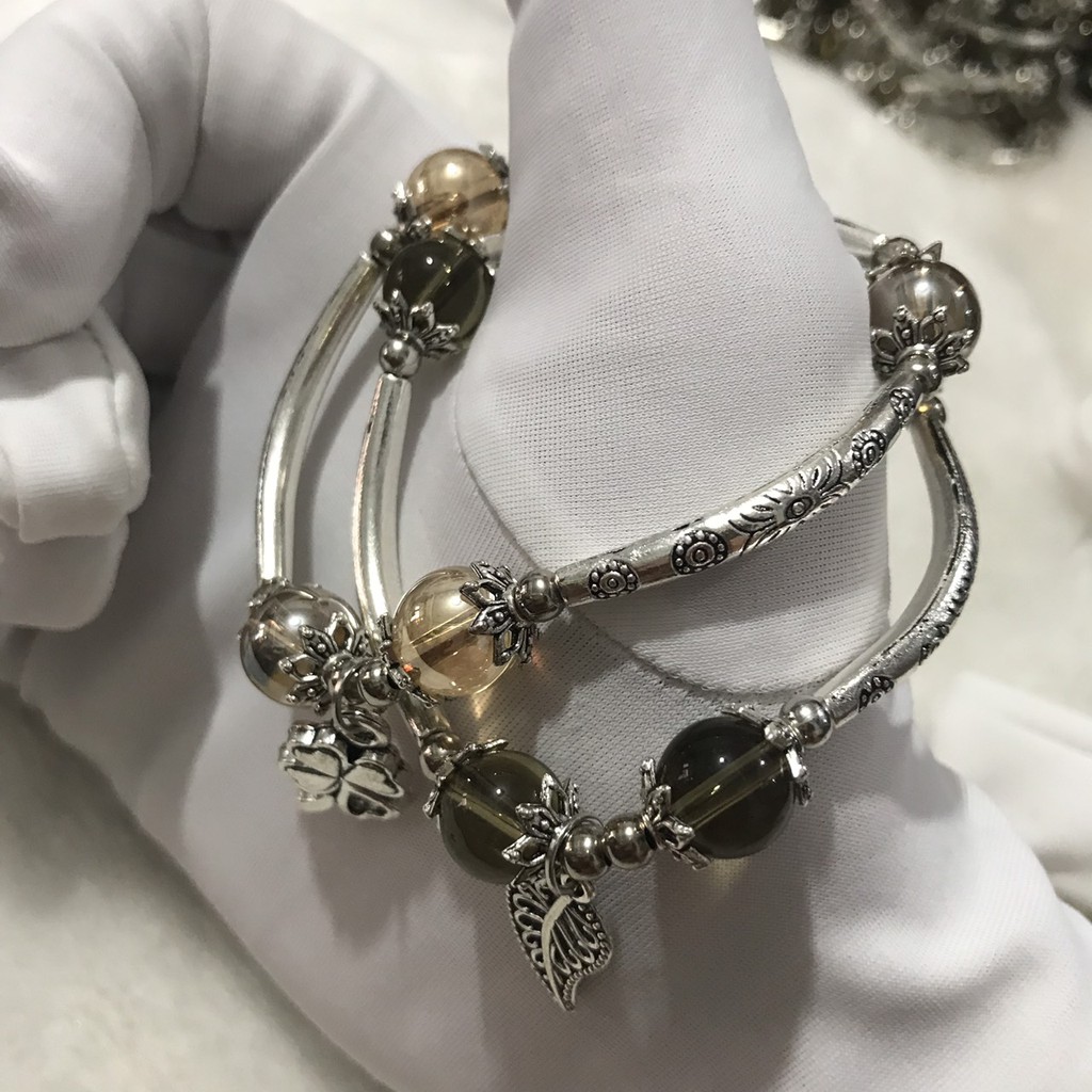 VT168 Vòng tay mix charm bạc xi.