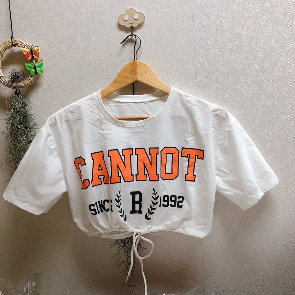Áo thun croptop Cannot dây rút eo cực cá tính
