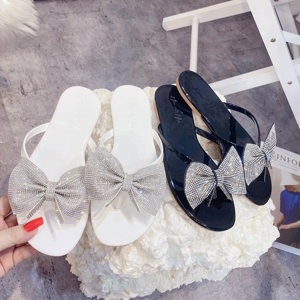 DÉP NỮ ĐẾ BỆT THẮT NƠ ĐÍNH ĐÁ KIỂU KẸP NGÓN MẪU MỚI BỀN ĐẸP GIÁ TỐT ĐI CHƠI ĐI BIỂN MÃ DKN MINHTUYETSHOES