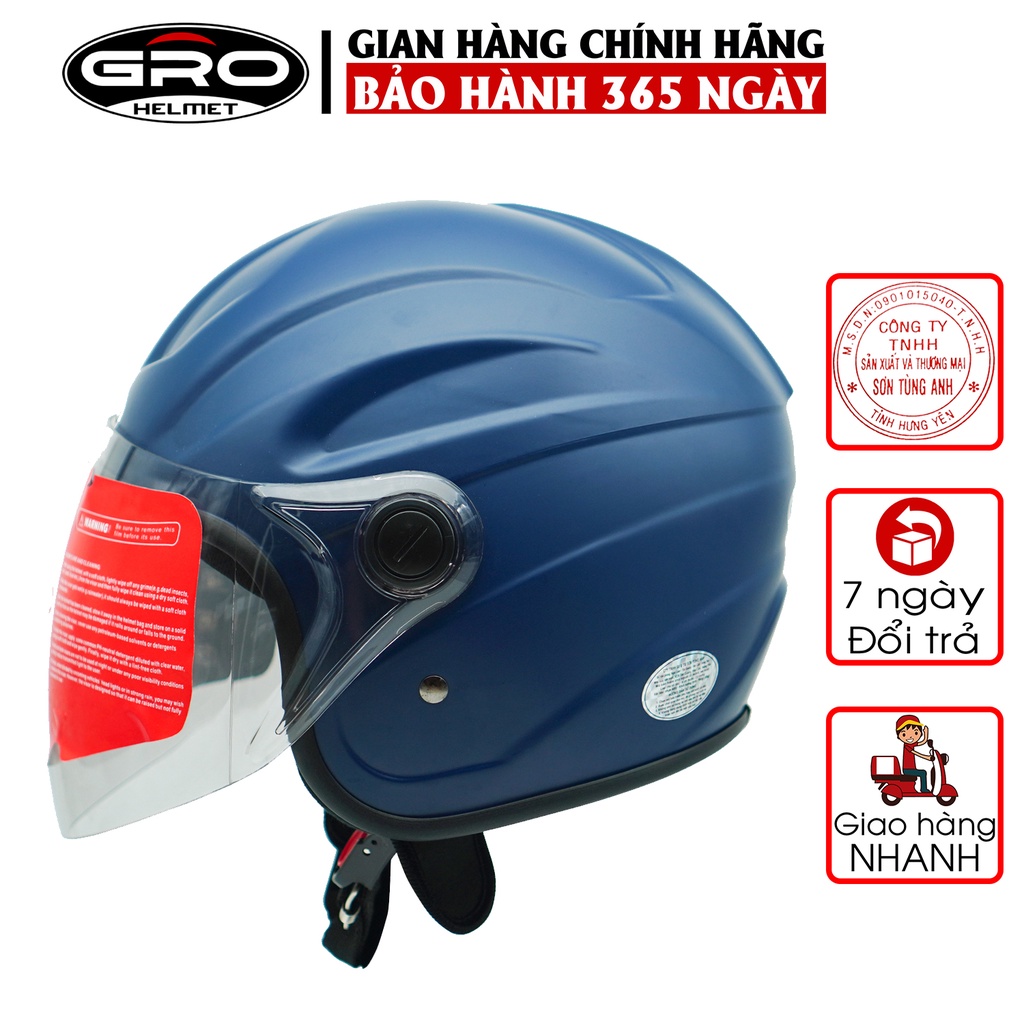 Mũ bảo hiểm cả đầu Gro T318 V3 có kính, nhựa ABS bền đẹp, khóa kim loại chắc chắn, mút xốp dày dặn - nhiều màu