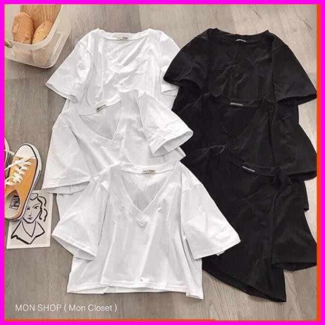Áo thun croptop form rộng cổ tim