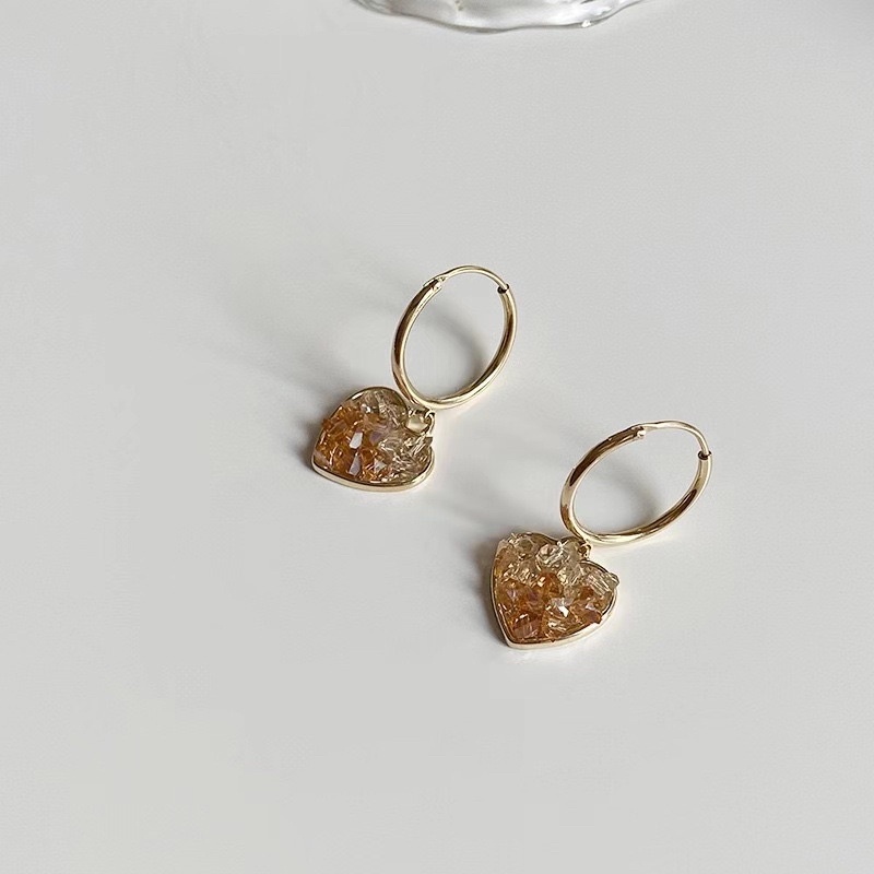 Khuyên Tai/ Bông Tai Trái Tim Đá Pha Lê Cao Cấp KT33