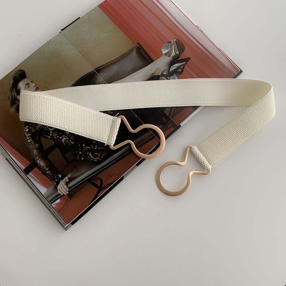 Thắt lưng co giãn khóa hợp kim họa tiết hình học phong cách cổ điển cho nữ