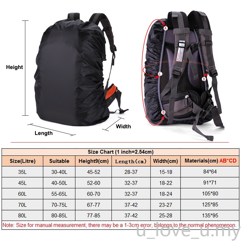 Vỏ Bọc Ba Lô Chống Nước Chống Bụi 35l - 80l 35l 45l 60l 70l 80l