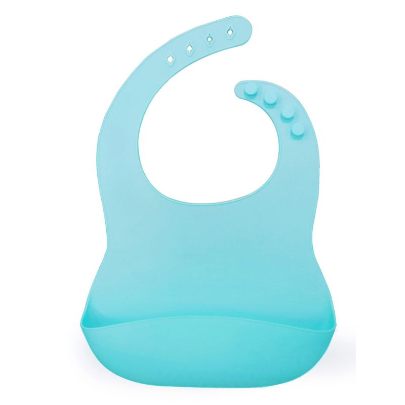 Haha Yếm Ăn Silicone Có Thể Điều Chỉnh Kèm Túi Bắt Giữ Dễ Dàng Lau Chùi Thoải Mái Giữ Vết Bẩn Cho Trẻ Sơ Sinh