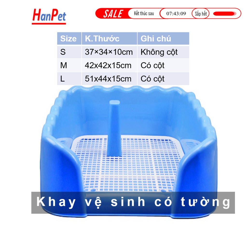 Khay vệ sinh chó mèo dạng bức tường, có lưới 3 size ( màu ngẫu nhiên) + Tặng 3 tấm tã lót chuồng, sàn xe