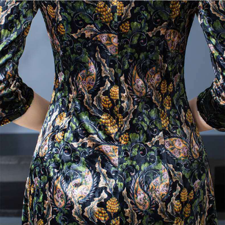 Lady's improved cheongsam mother dress 2020 high-end slimming floral retro plus size autumn dress | BigBuy360 - bigbuy360.vn