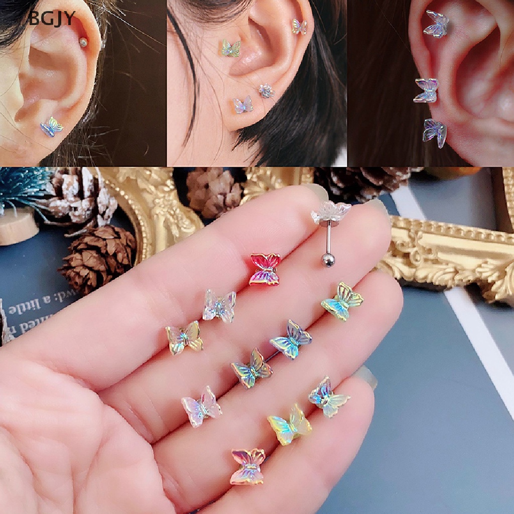 1 Khuyên Tai Hình Bướm Bằng Thép Titan Thời Trang Mới