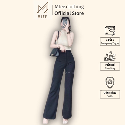 Quần Ống Loe Cạp Cao (2 cúc) Chất Liệu Cao Cấp Giúp Kéo Dài Chân Mlee Clothing - C023