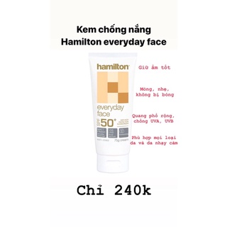 Kem chống nắng Hamilton everyday Face SPF50+