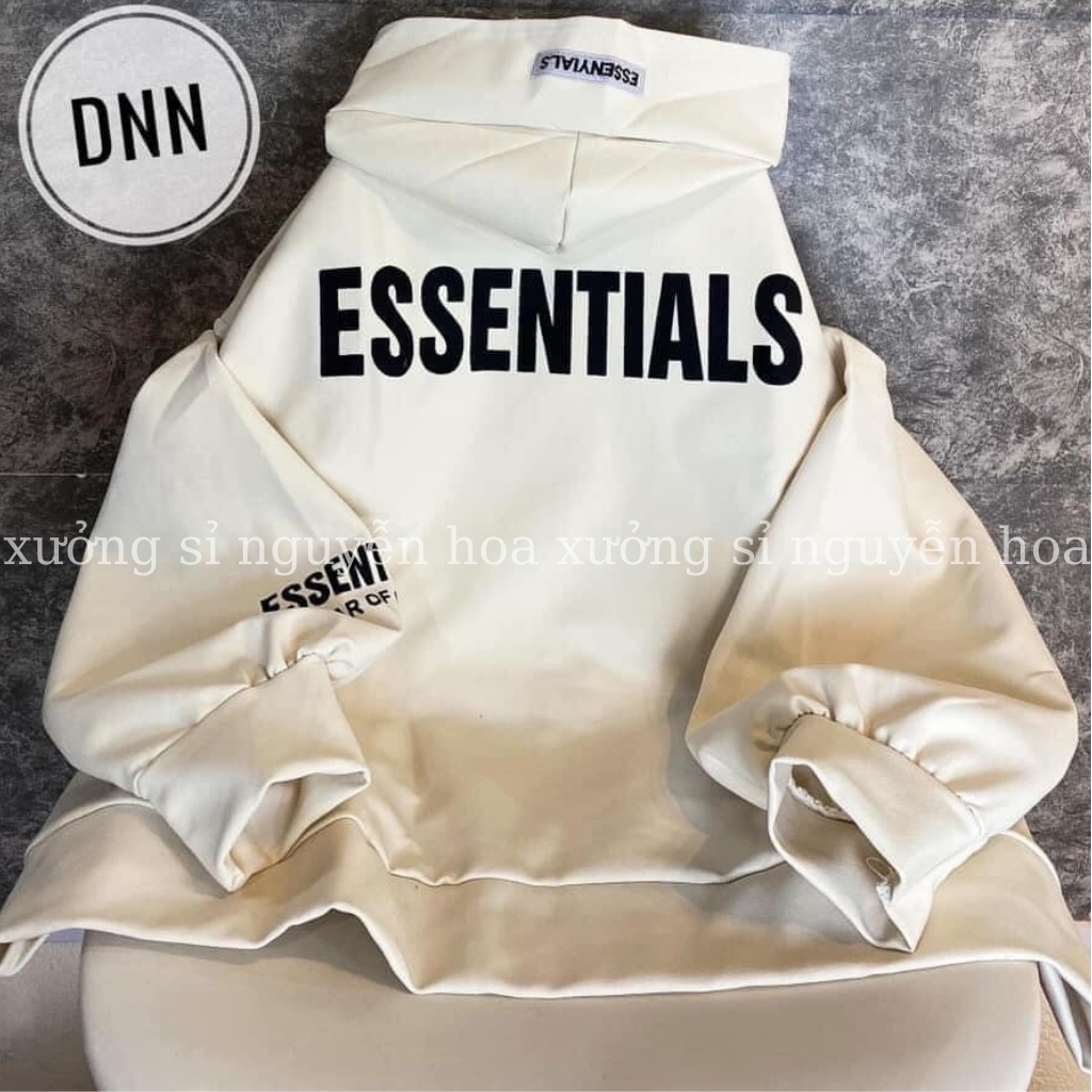 Áo khoác nỉ essen unisex form rộng nam nữ mặc được 2 màu đen/be (kèm video/ảnh thật) Xưởng Sỉ Nguyễn Hoa | BigBuy360 - bigbuy360.vn
